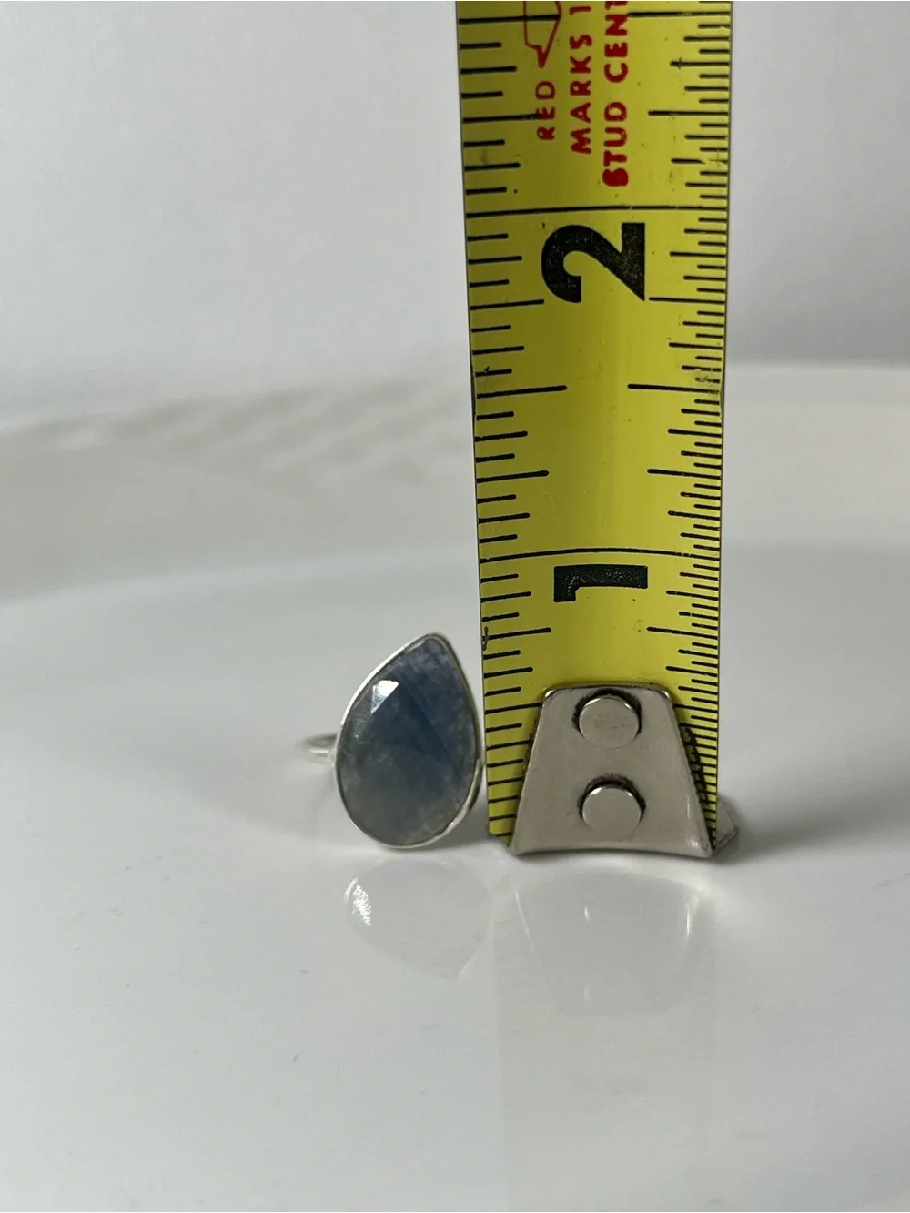 Solid Sterling Silver 925 Sapphire Corundum Gemstone Flat Stacker Ring Size 7.75